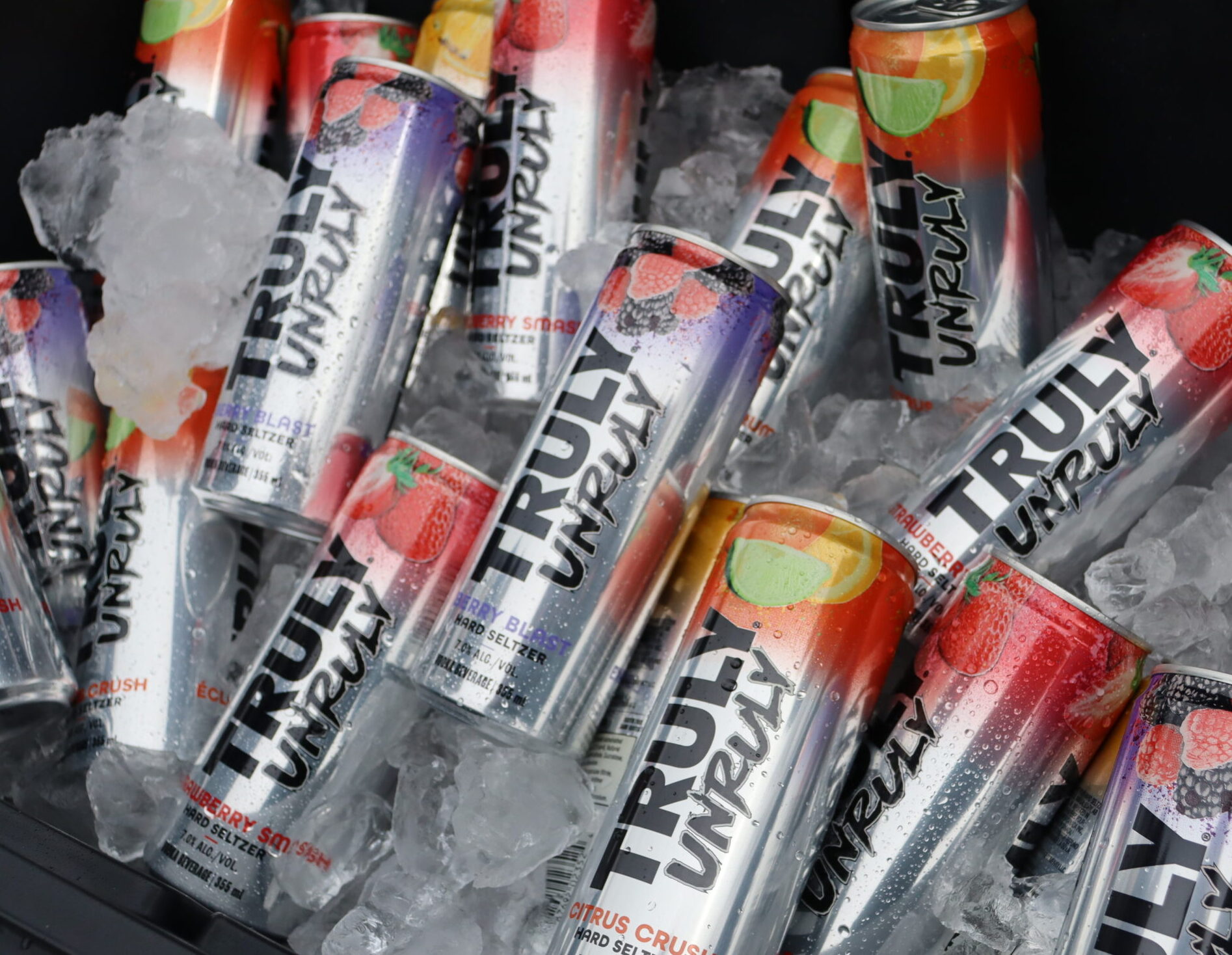 Truly Hard Seltzer Canada cans chilling on ice