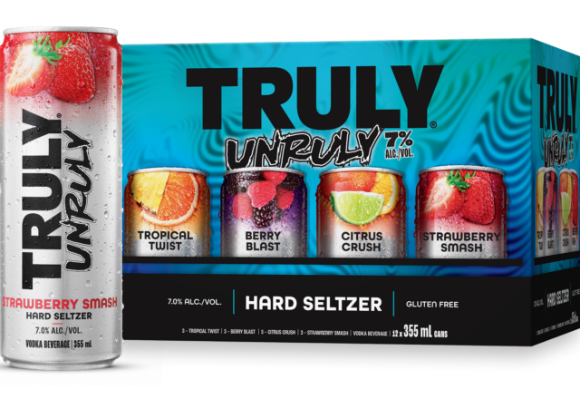 New Truly Unruly Hard Seltzer Strawberry Smash can and mix pack
